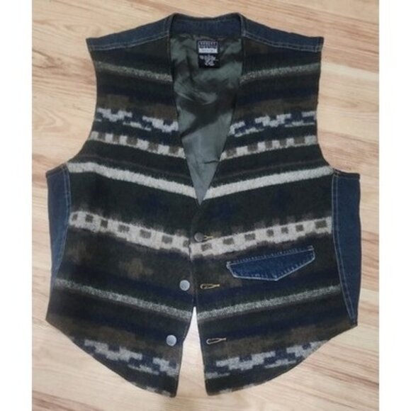 Vintage Robert Comstock Endurance Southwest Denim Vest Size Medium western wear - Picture 1 of 11